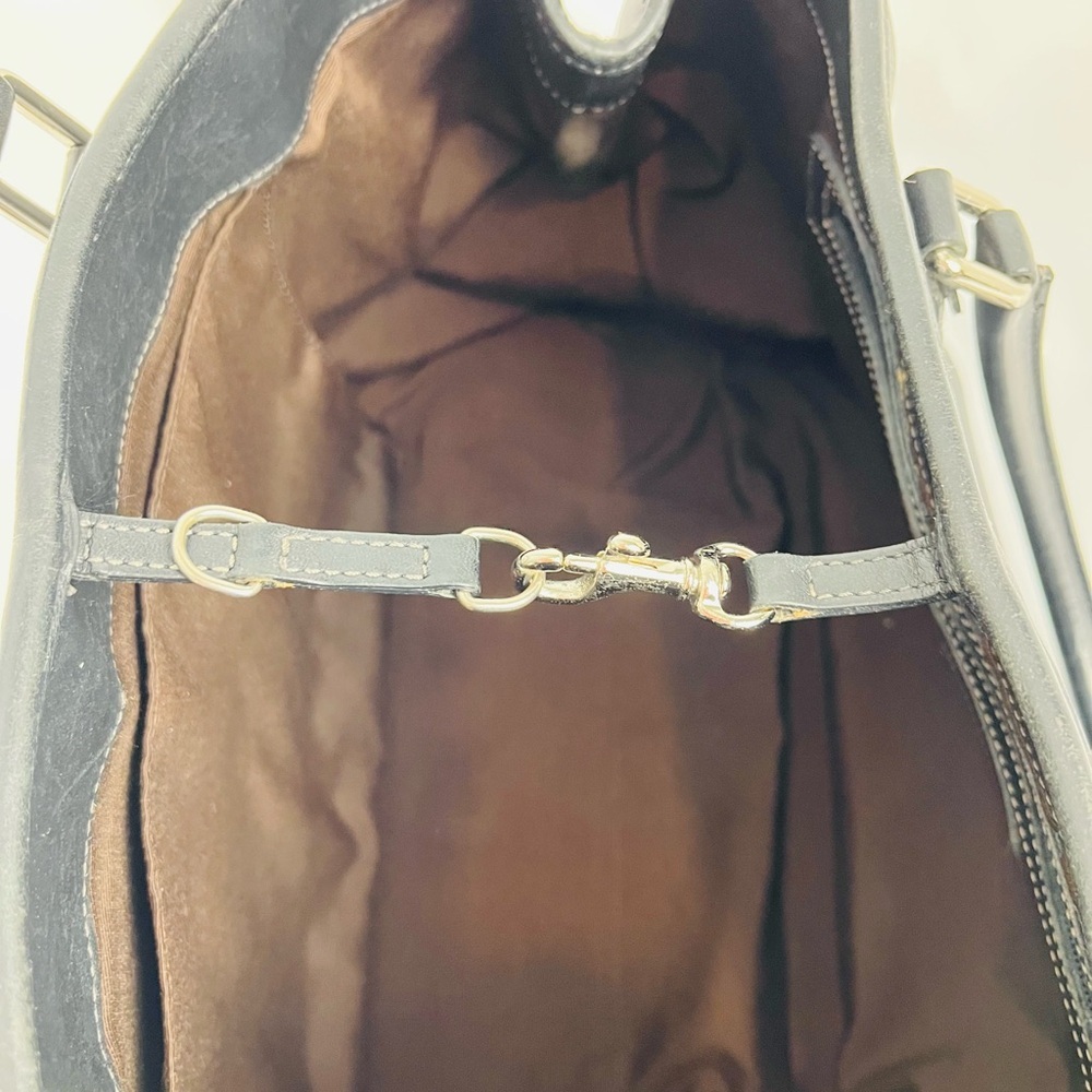 Coach Hamptons Classic Black Leather Hand Bag Tote D1J-7757 Lobster Clasp Close - Picture 12 of 15